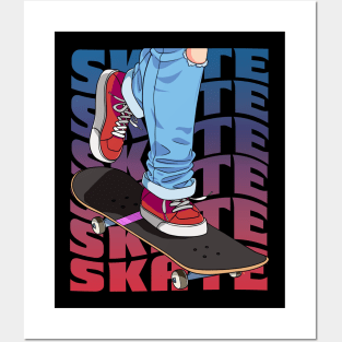 Riding a Skateboard Skateboarder Cruising Skater Skate Posters and Art